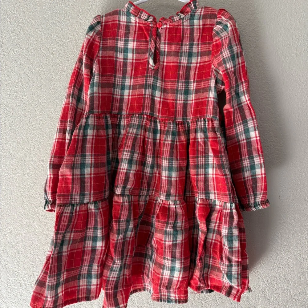Cat & Jack Red Plaid Long Sleeve Tiered Dress – 3T